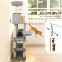 Tangkula 80 Inch Tall Cat Tree with 2 Condos Plush Perch Dangling Toys for Indoor Cats
