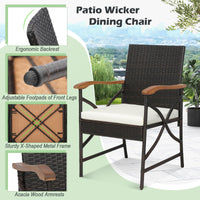 Tangkula Patio Wicker Chair Set of 2, Outdoor PE Rattan Chairs