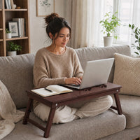 Tangkula Portable Bamboo Laptop Desk for Bed with Tilting Top