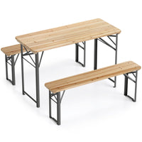 Tangkula 3 Piece Folding Picnic Table with 2 Benches