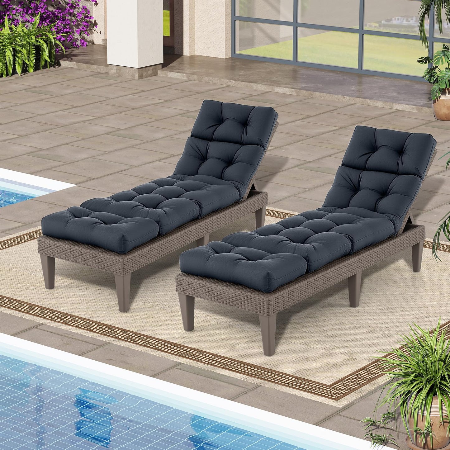 Tangkula Chaise Lounge Cushions for Outdoor Indoor Furniture