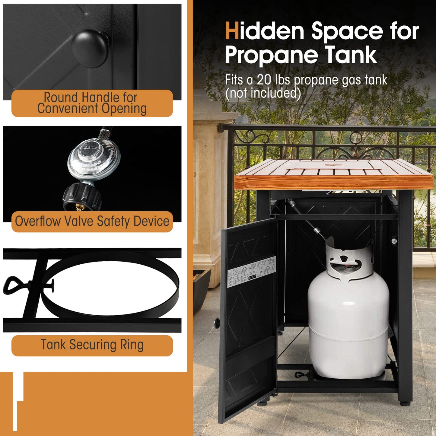 Tangkula 57 Inches Propane Fire Pit Table, Patiojoy 50,000 BTU Outdoor Rectangular FirePit Table