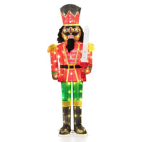 Tangkula 5 FT Lighted Christmas Nutcracker with Glitter Sword