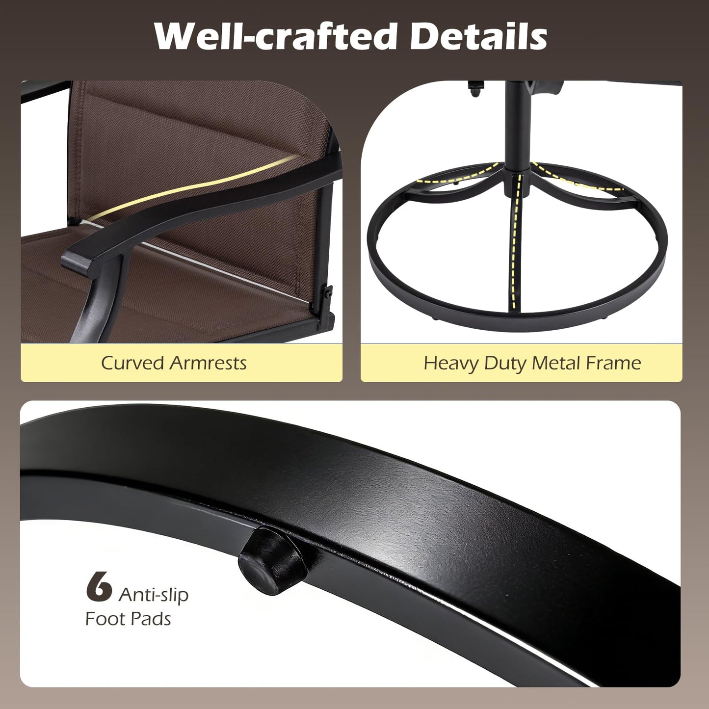 Tangkula 4 Swivel Chairs and 37" Square Patio Table with Umbrella Hole