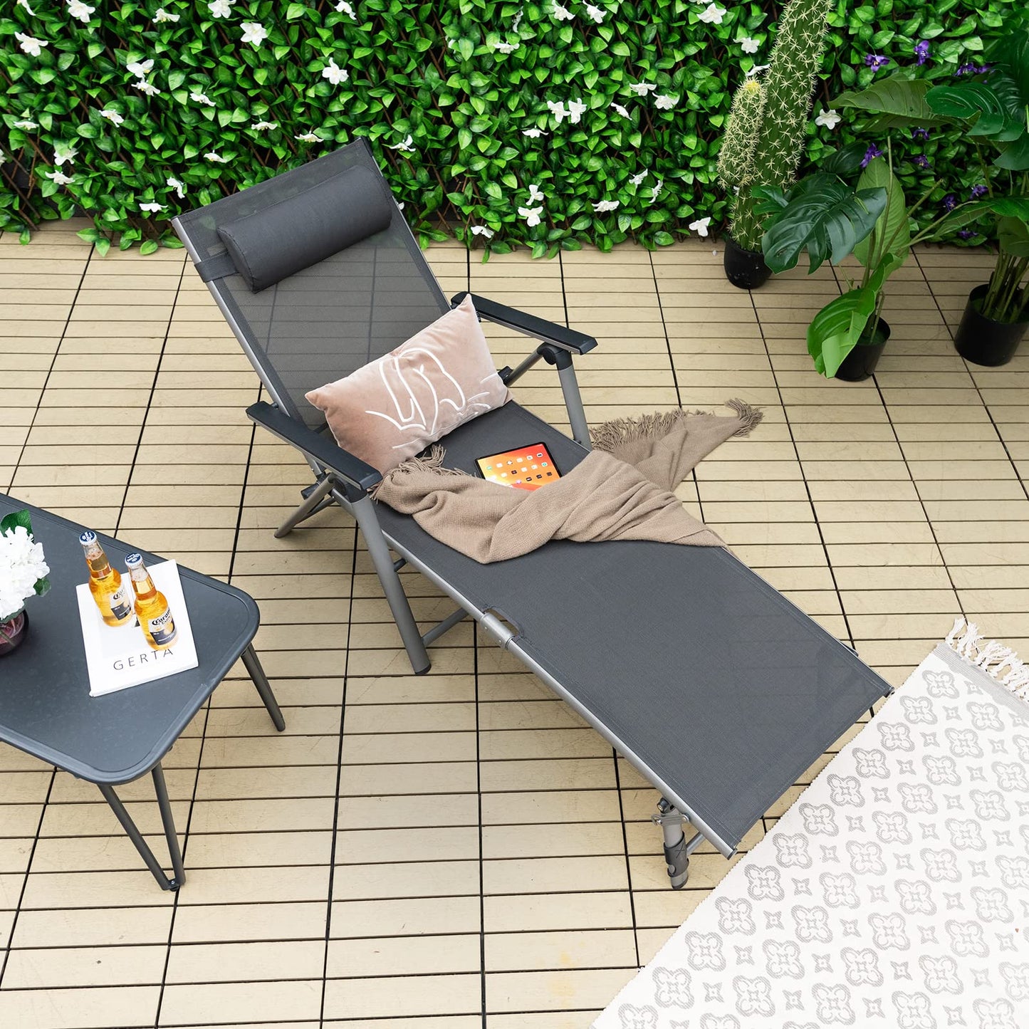 Tangkula Outdoor Aluminum Chaise Lounge Chair