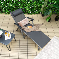 Tangkula Outdoor Aluminum Chaise Lounge Chair