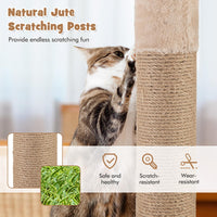 Arbre à chat moderne Tangkula, tour à chat de 65 pouces avec poteaux à griffer en jute