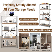 Tangkula 5 Tier Bookcase for Living Room