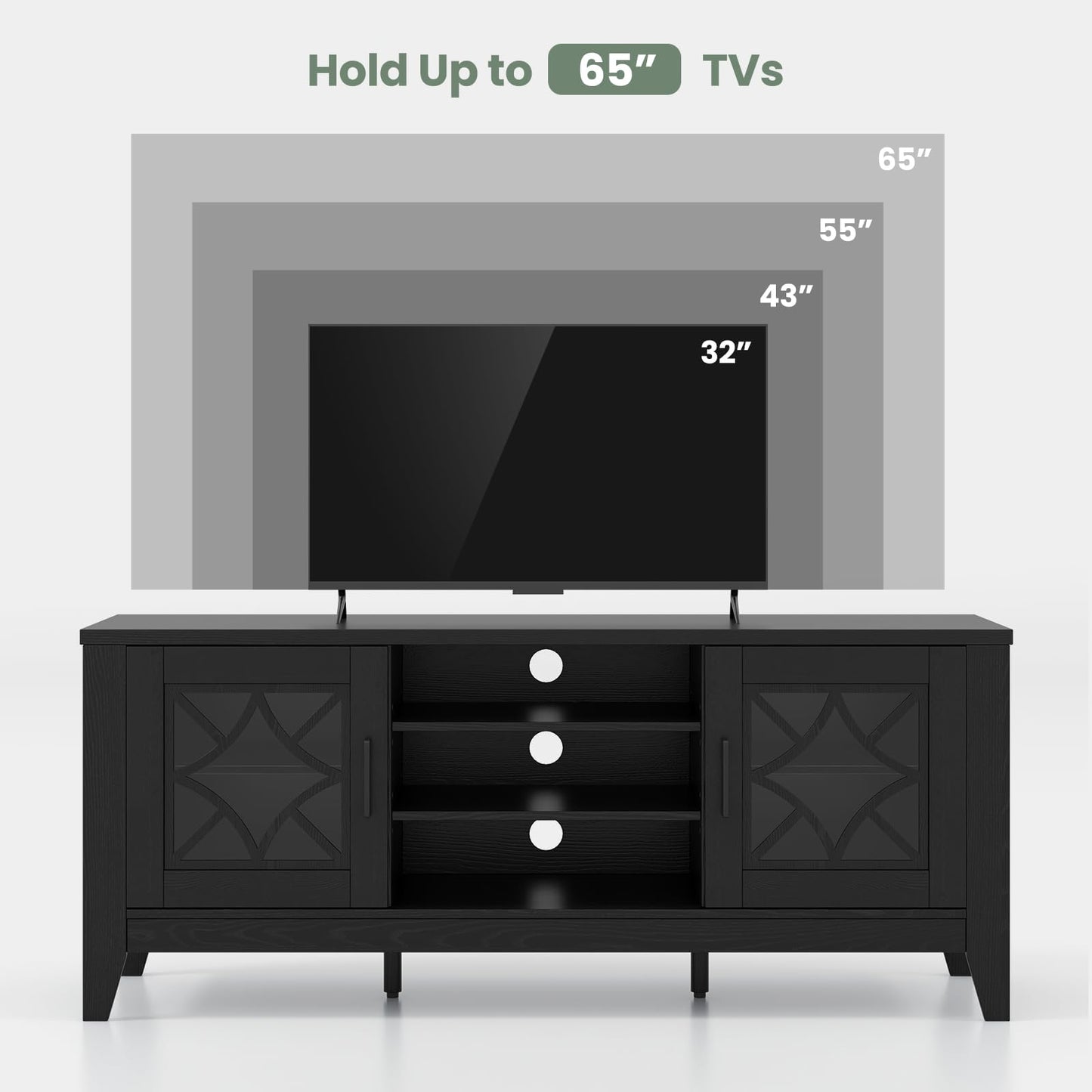 Tangkula Farmhouse TV Stand for TVs Up to 65-in, Classic Media Entertainment Center w/Glass Door Cabinets & 4 Adjustable Shelves