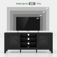 Tangkula Farmhouse TV Stand for TVs Up to 65-in, Classic Media Entertainment Center w/Glass Door Cabinets & 4 Adjustable Shelves