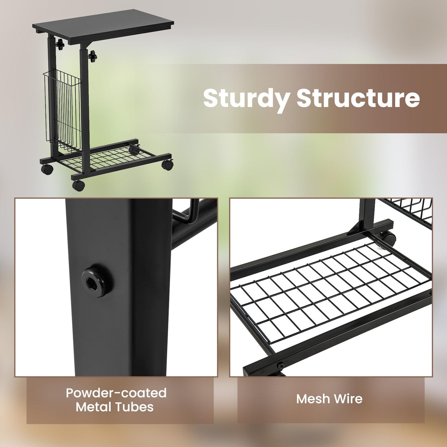 Tangkula Sofa Side End Table C Table Laptop Holder