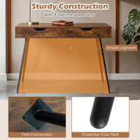 Tangkula Writing Desk w/2 Storage Drawers & 4 Rubber Wood Legs