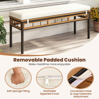 Tangkula Outdoor Wicker Bench with Removable Padded Cushion