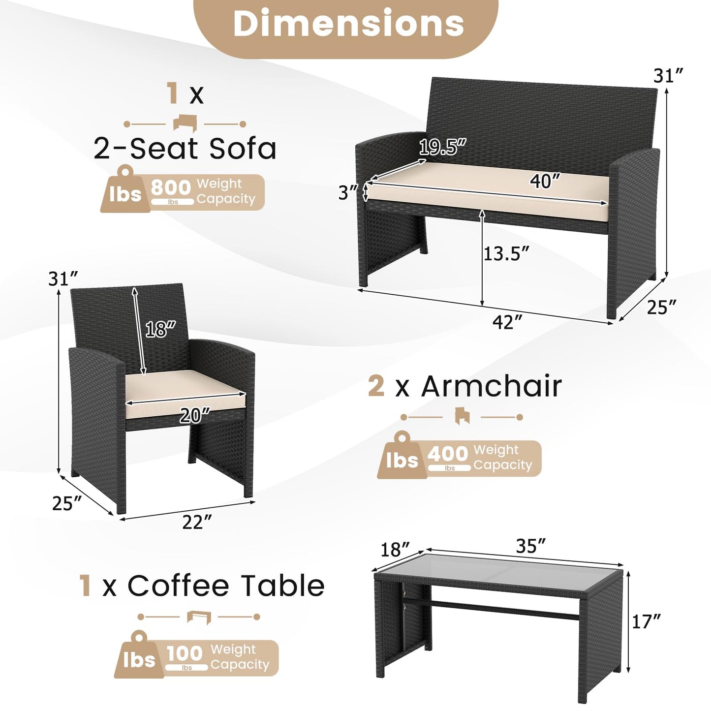 Tangkula Patio Wicker Furniture Set for Backyard