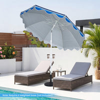 Tangkula 6.5 FT Scalloped Beach Umbrella with Cup Holders