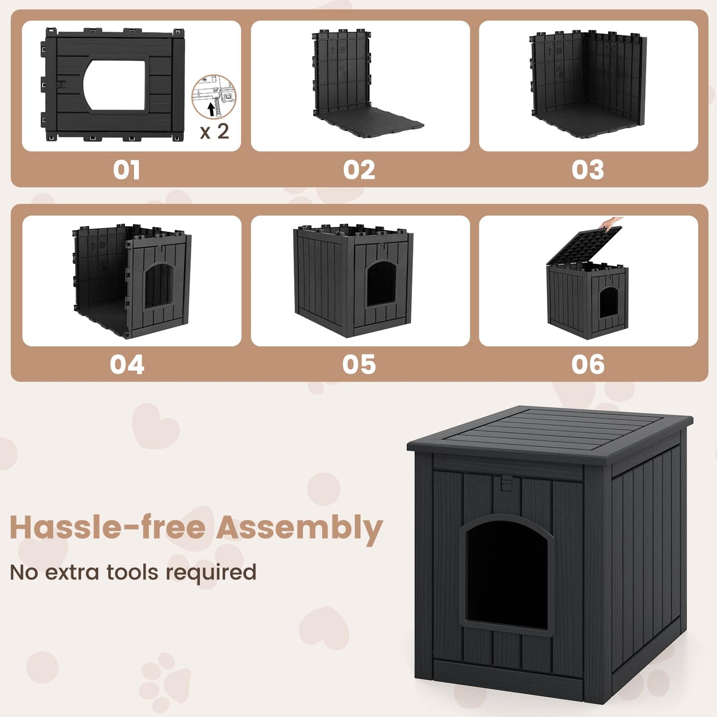 Tangkula Litter Box Enclosure with Flip Front Door & Raised Floor