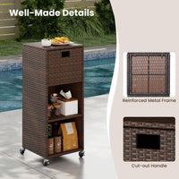 Tangkula Rattan Outdoor Storage Cabinet for Backyard Poolside Porch