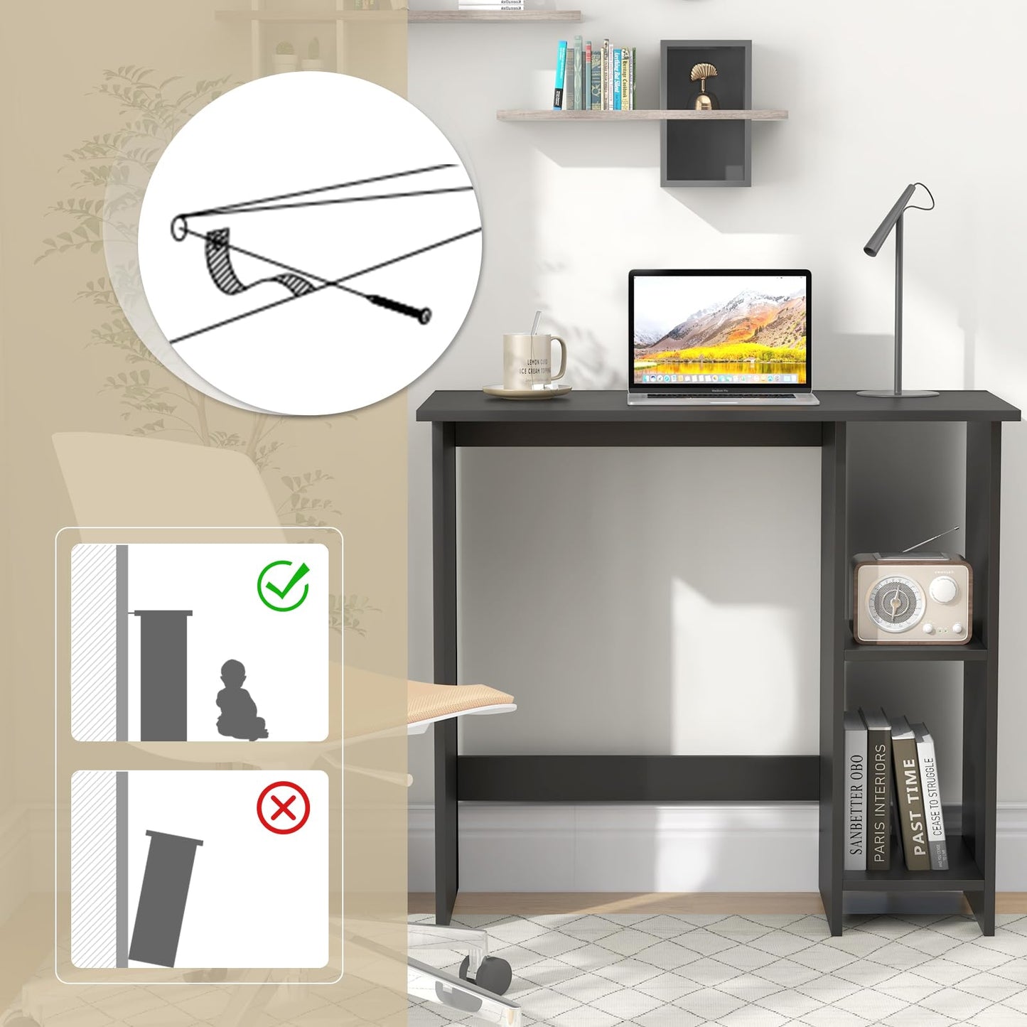 Tangkula Computer Desk with Storage Shelves