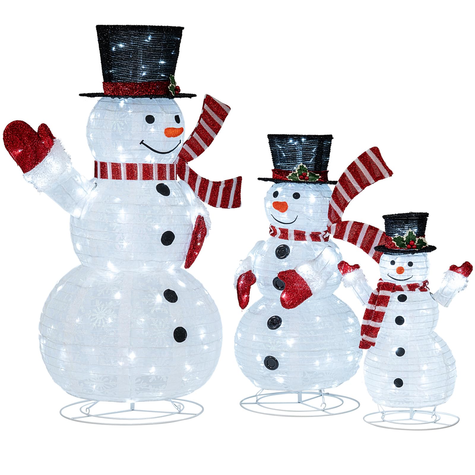 Tangkula 4.1 FT Pre-Lit Xmas 3D Snowman Set with 270 LED Lights