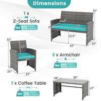 Tangkula 4 Piece Patio Wicker Furniture Set