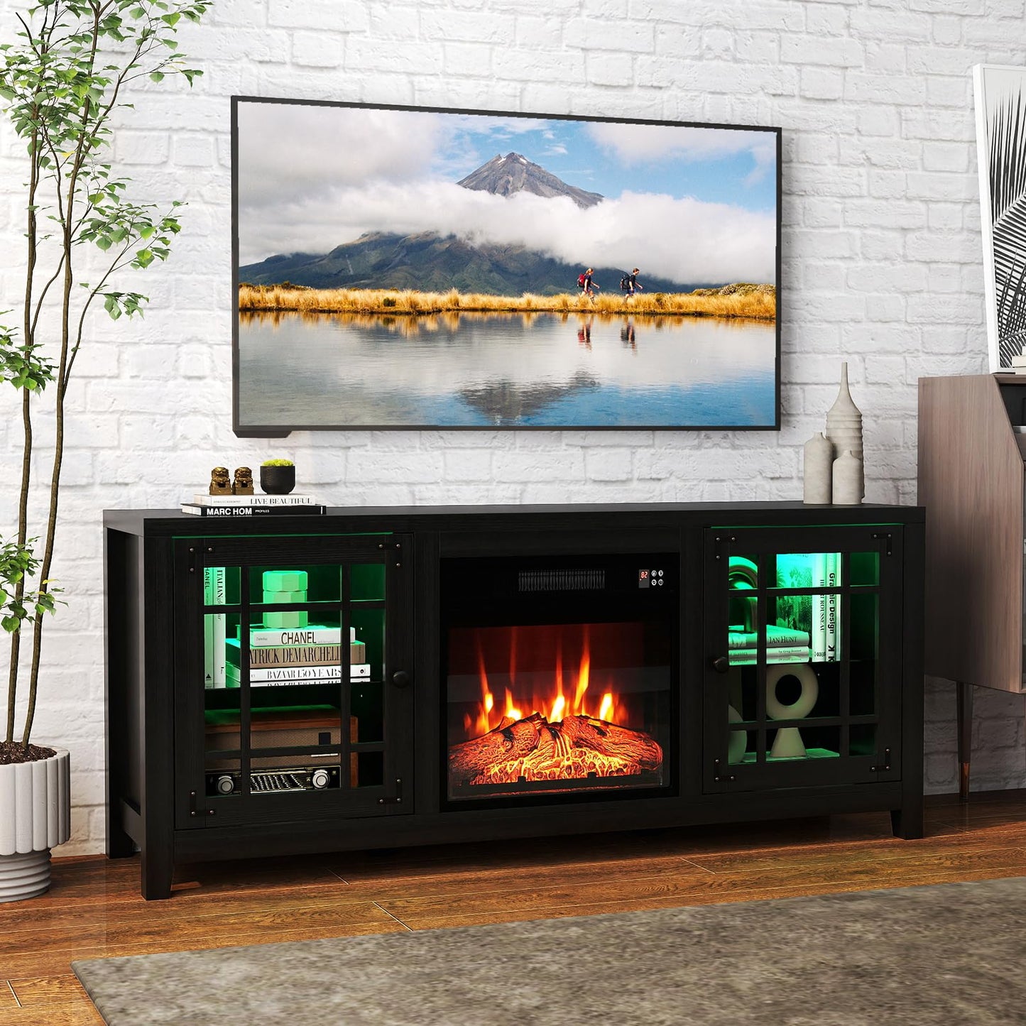 Tangkula 58" LED Fireplace TV Stand for TVs up to 65"