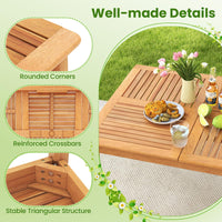Tangkula Ensemble de 7 pièces de salle à manger d'extérieur en bois avec trou pour parasol