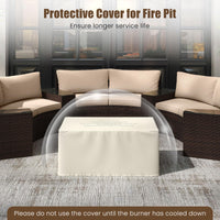Tangkula 2-Piece Outdoor Rattan Fire Table Set 32 Inch Rectangle Gas Firepit with Tank Cover