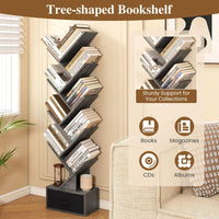 Tangkula Tree-Shaped Bookshelf with Folding Fabric Drawer
