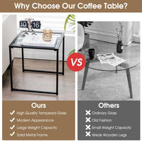 Tangkula Tempered Glass Top Side Table for Living Room Patio Backyard