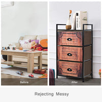 3 Drawer Dresser, Vertical Dresser Storage Tower with Fabric Drawers and Steel Frame