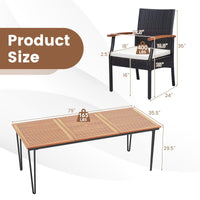 Tangkula Salon de jardin en rotin pour 8 personnes, table en bois d'acacia