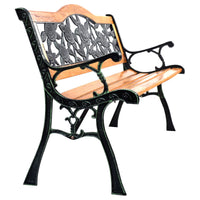 Tangkula Outdoor Garden Bench Park Bench, Patio Bench Chair with Cast Iron & Hardwood Structure