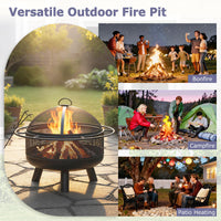 Tangkula 24 Inch Heavy-Duty Metal Fire Pit for Outside Wood Burning for Camping Bonfire