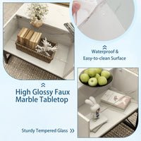 Tangkula LED Coffee Table with 4 Storage Cubes