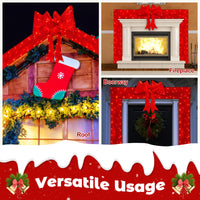 Tangkula Pre-Lit Christmas Doorway Arch w/Bow, LED Lighted Festive Door Decoration w/ 240 Red LED Lights
