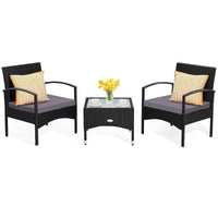 3 Pieces Patio Rattan Conversation Set - Tangkula