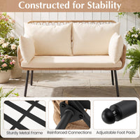 Tangkula Patio Wicker Loveseat Outdoor 2-Seater PE Rattan Sofa