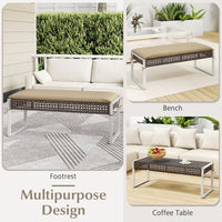Repose-pieds d'extérieur Tangkulka avec coussin moelleux et cadre en métal