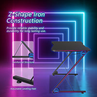 Tangkula Gaming Desk with LED Lights & Large Carbon Fiber Surface