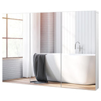 Tangkula 36" Wide Wall Mount Mirrored Bathroom Medicine Cabinet Storage 3 Mirror Door