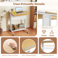 Tangkula Rolling Computer Desk Cart with Tilting Tabletop for Living Room Bedroom