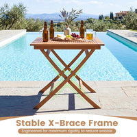 Tangkula 32-Inch Solid Teak Wood Folding Outdoor Table