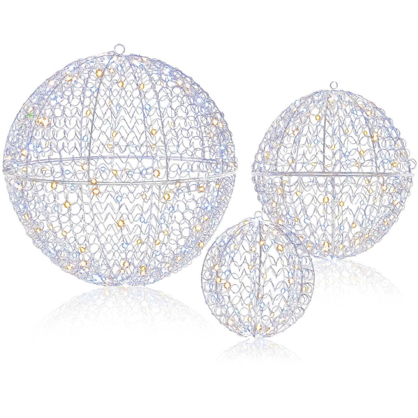 Tangkula Lot de 3 boules lumineuses de Noël avec 3 couleurs d'éclairage