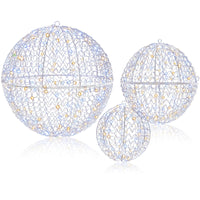 Tangkula Lot de 3 boules lumineuses de Noël avec 3 couleurs d'éclairage