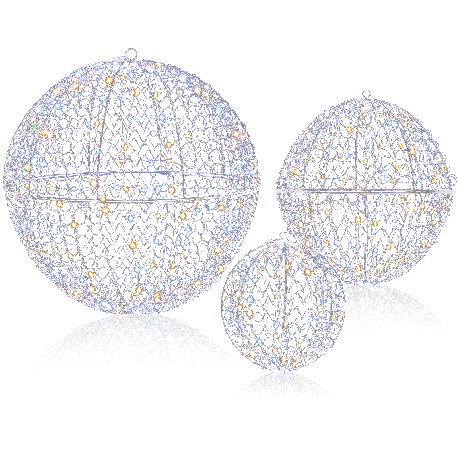 Tangkula Lot de 3 boules lumineuses de Noël avec 3 couleurs d'éclairage