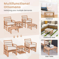 Tangkula 5 Piece Patio Wicker Sofa Set, Outdoor Rattan Conversation Set with Seat & Back Cushions (Natural)