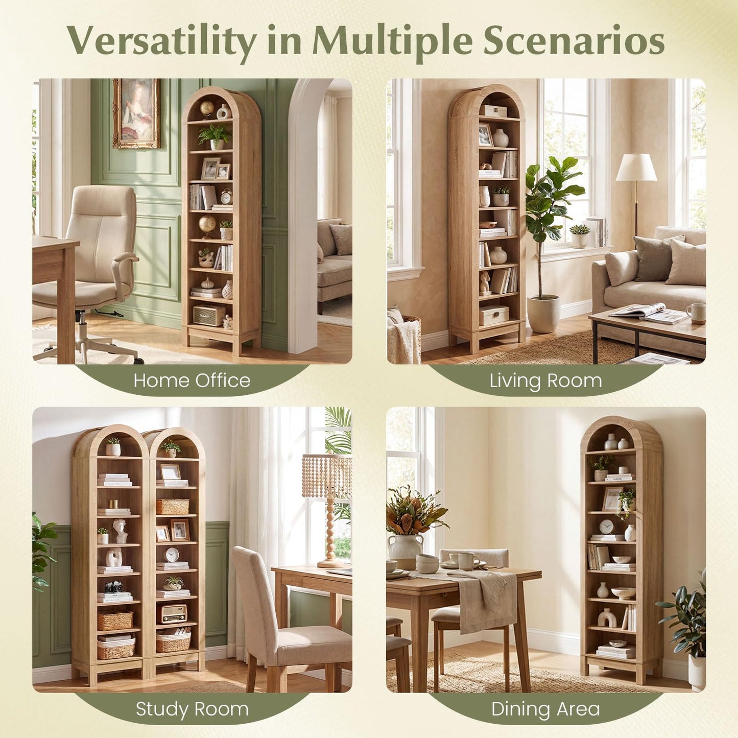Tangkula 71" Tall Arched Bookcase for Living Room