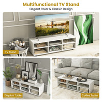 Tangkula 6 Cubby TV Stand for TVs up to 55 Inches, White Wood Entertainment Center with 6 Storage Cubbies & 5 Positions Adjustable Shelves