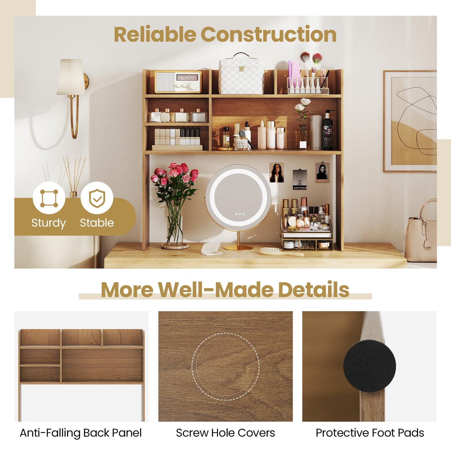Tangkula Desktop Bookshelf Countertop Storage Hutch with 6 Storage Shelves