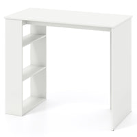 Tangkula Small White Desk with 3-Tier Bookshelf
